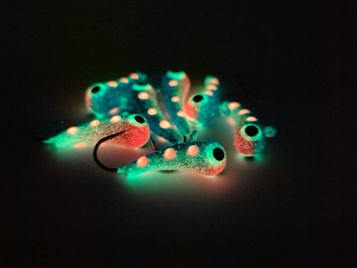 Fluglarven Blåvit med röda prickar GLOW! 2,9gram