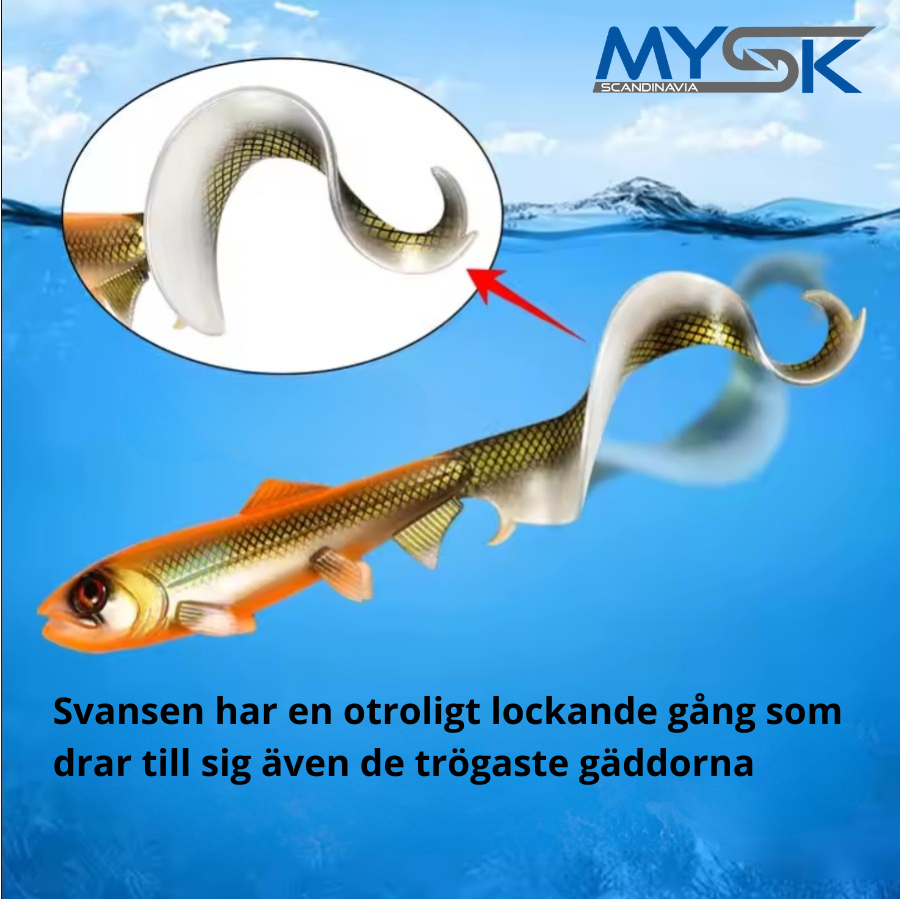 illustration över hur betet firebomb från MYSK agerar i vattnet.
