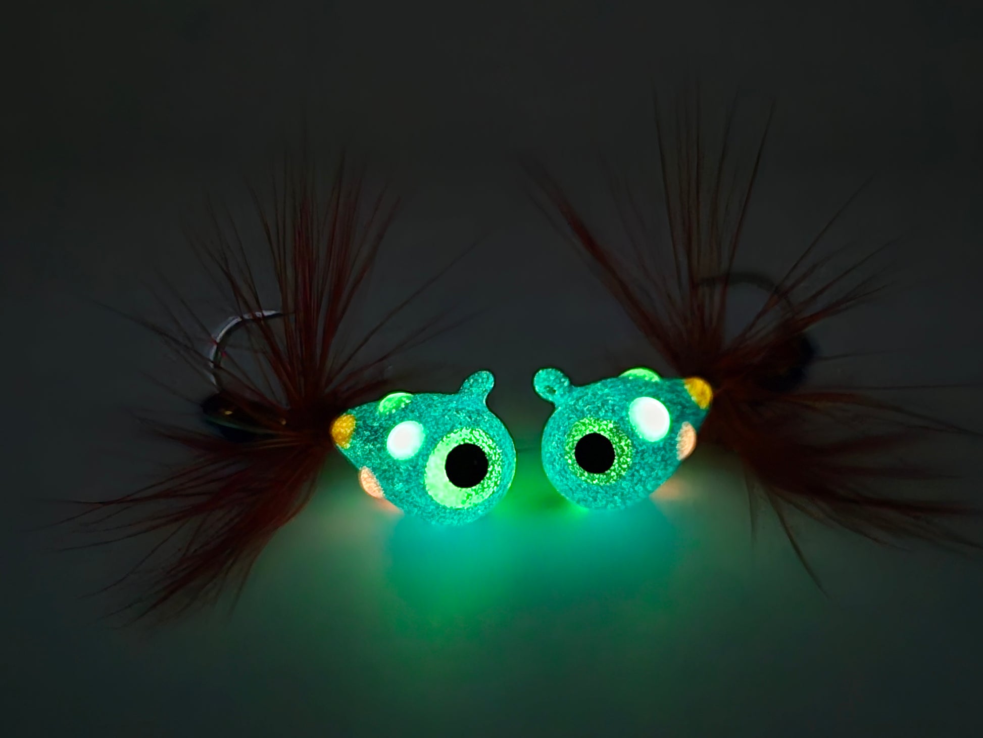 Mormyska blå epoxy med fluga GLOW
